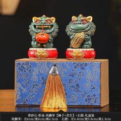 BOSSY故宫风文创招财石狮子一对好事发生创意工艺品摆件公司个人伴手礼